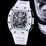 Swiss Replica Richard Mille RM11-03 White Ceramic Bezel Skeleton Dial Watch